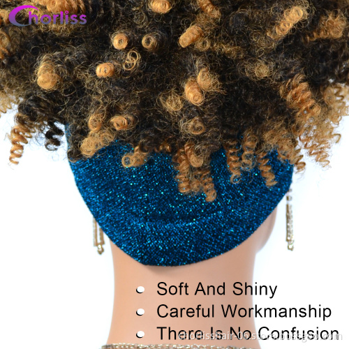 Best Selling Wholesale Cheap Short Headband Wigs Kinky Curly Synthetic Wig With Headband Attached For Black Women